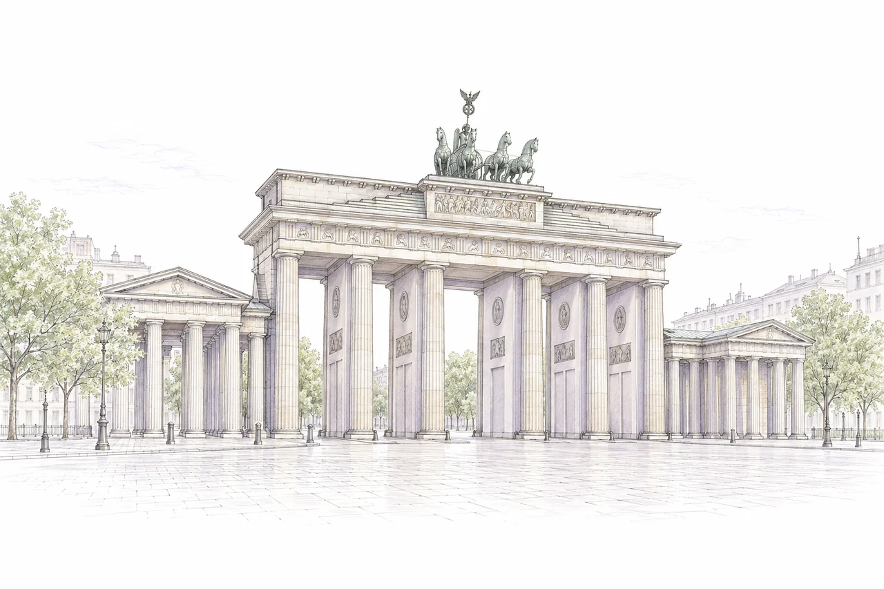Illustration of Berlin’s Brandenburg Gate.